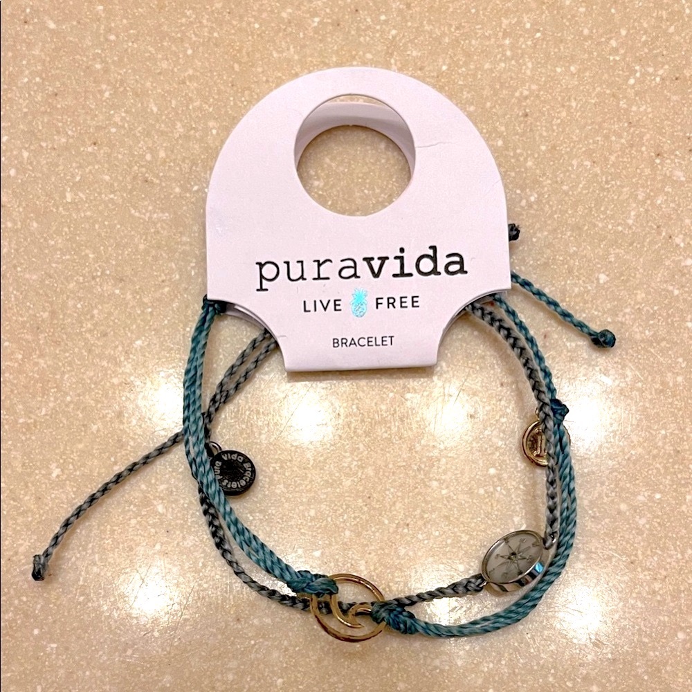 Pura Vida Teal and Gold Charm Bracelet
